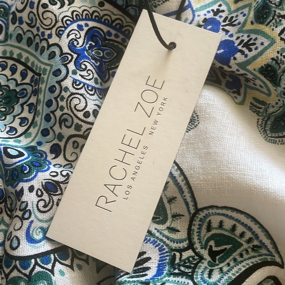 NEW RACHEL ZOE Linen Blend Paisley Printed Bootcut pull on trouser Pants - Picture 4 of 13